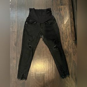 Maternity black skinny ripped jeans
